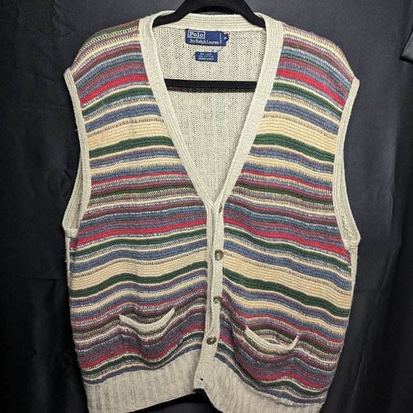 Polo Ralph Lauren X-Large Linen Cotton Blend Hand Knit Vest Jacket - Picture 1 of 3